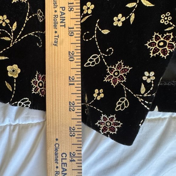 Vintage Sears Women's Another Thyme Black Gold Embroidered Velvet Sheer Sleeve. - Picture 10 of 10